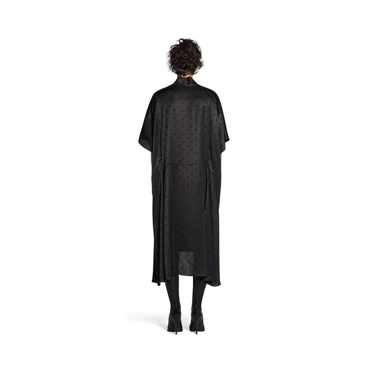Logo Letters All Over Oversized Dress - Black