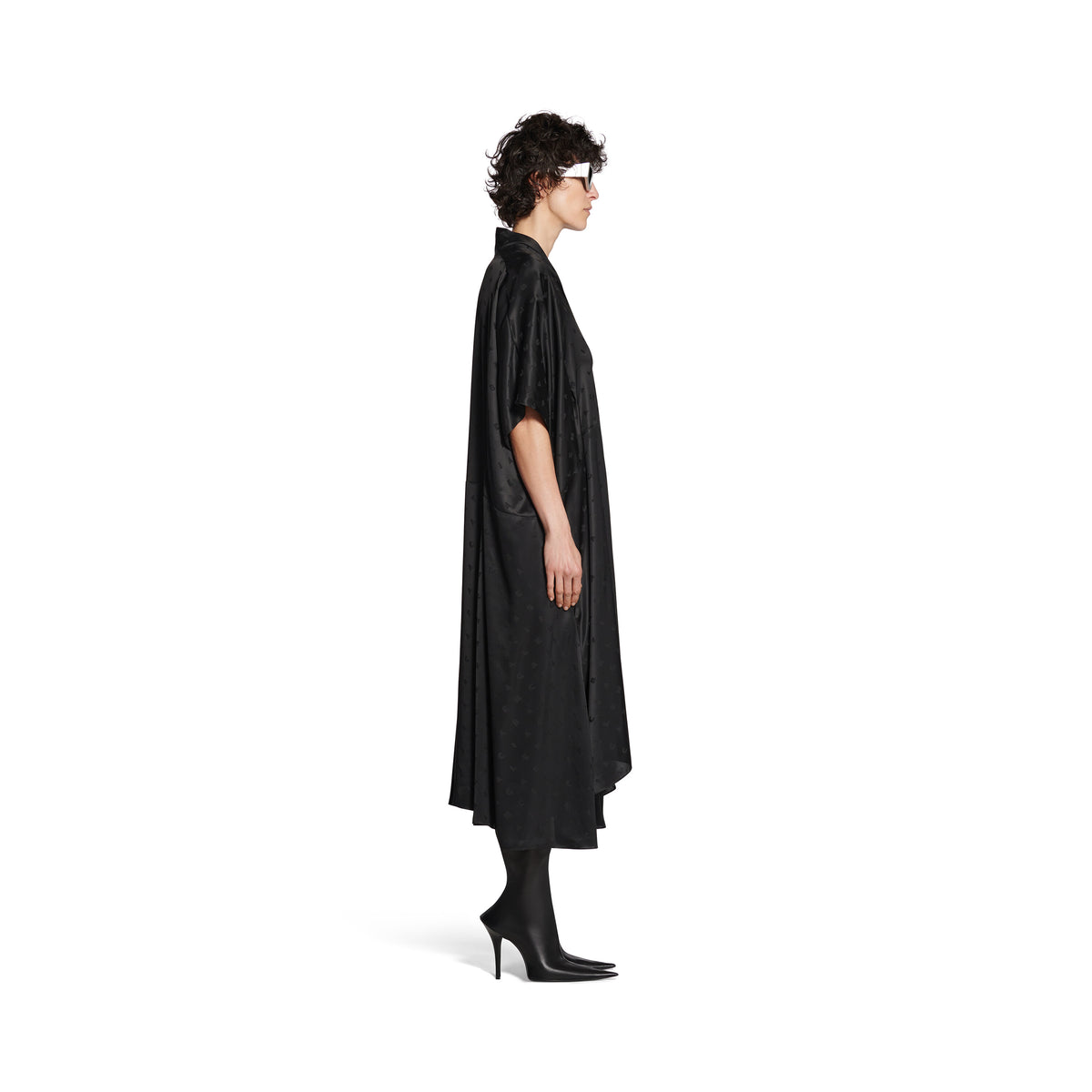 Logo Letters All Over Oversized Dress - Black