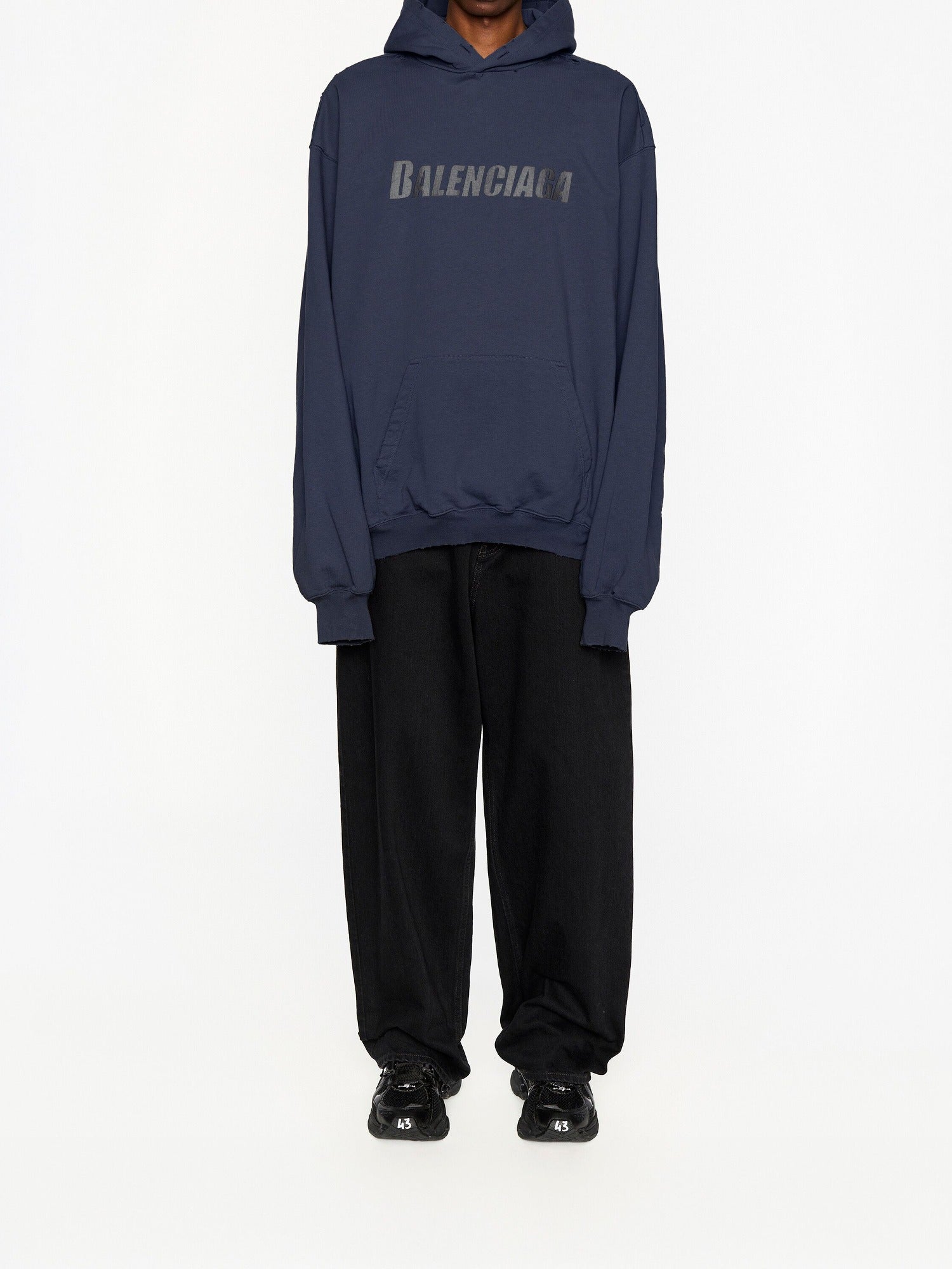 Caps Med Boxy navy & black Hoodie - Navy & Black