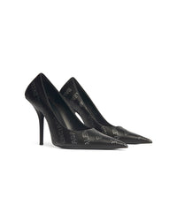 Square Knife 110 Pumps With Rhinestones - Black