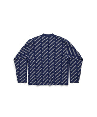 Allover Logo Cardigan - Navy & White