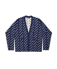 Allover Logo Cardigan - Navy & White