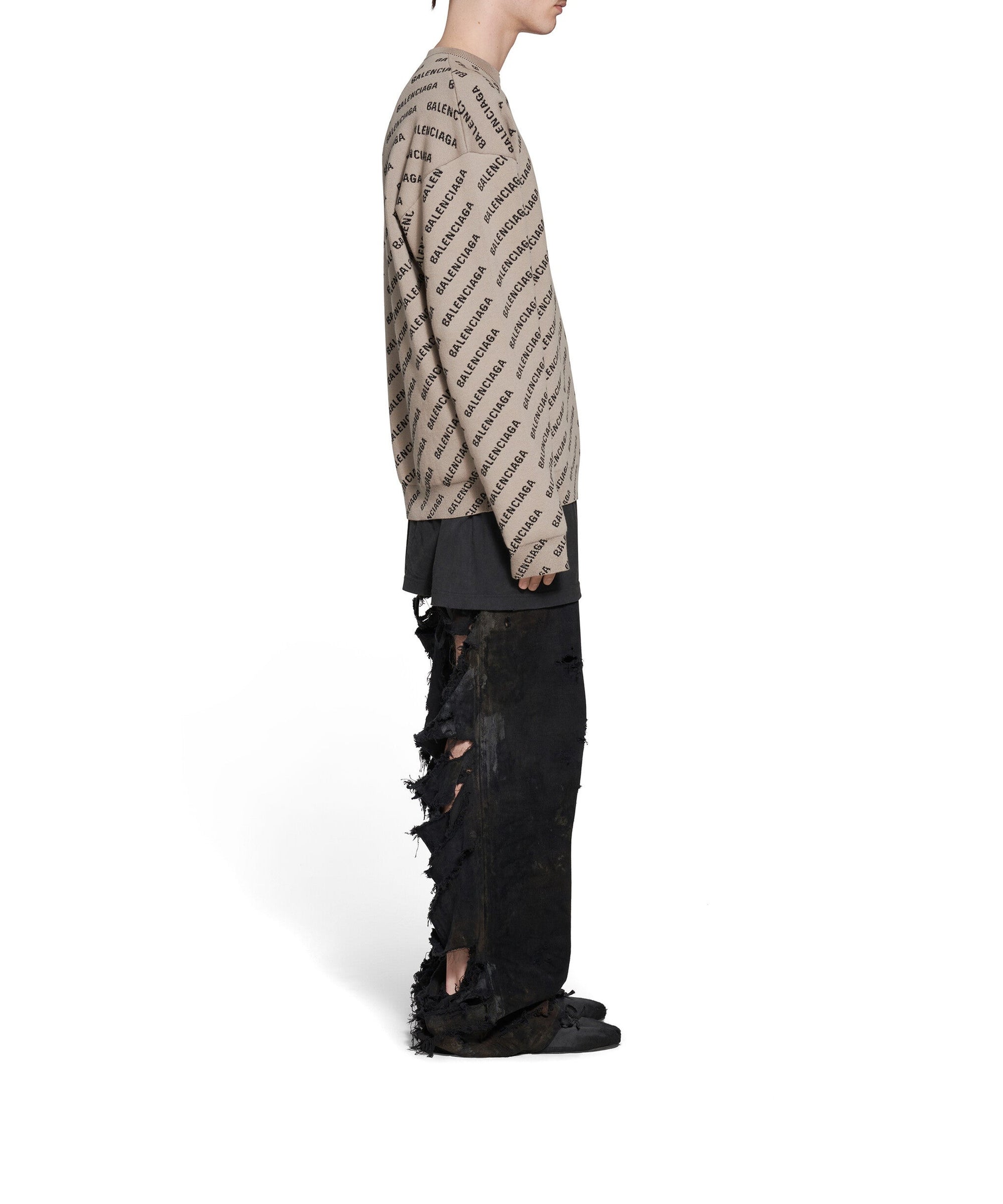 Mini Allover Logo Sweater - Dark Beige & Black