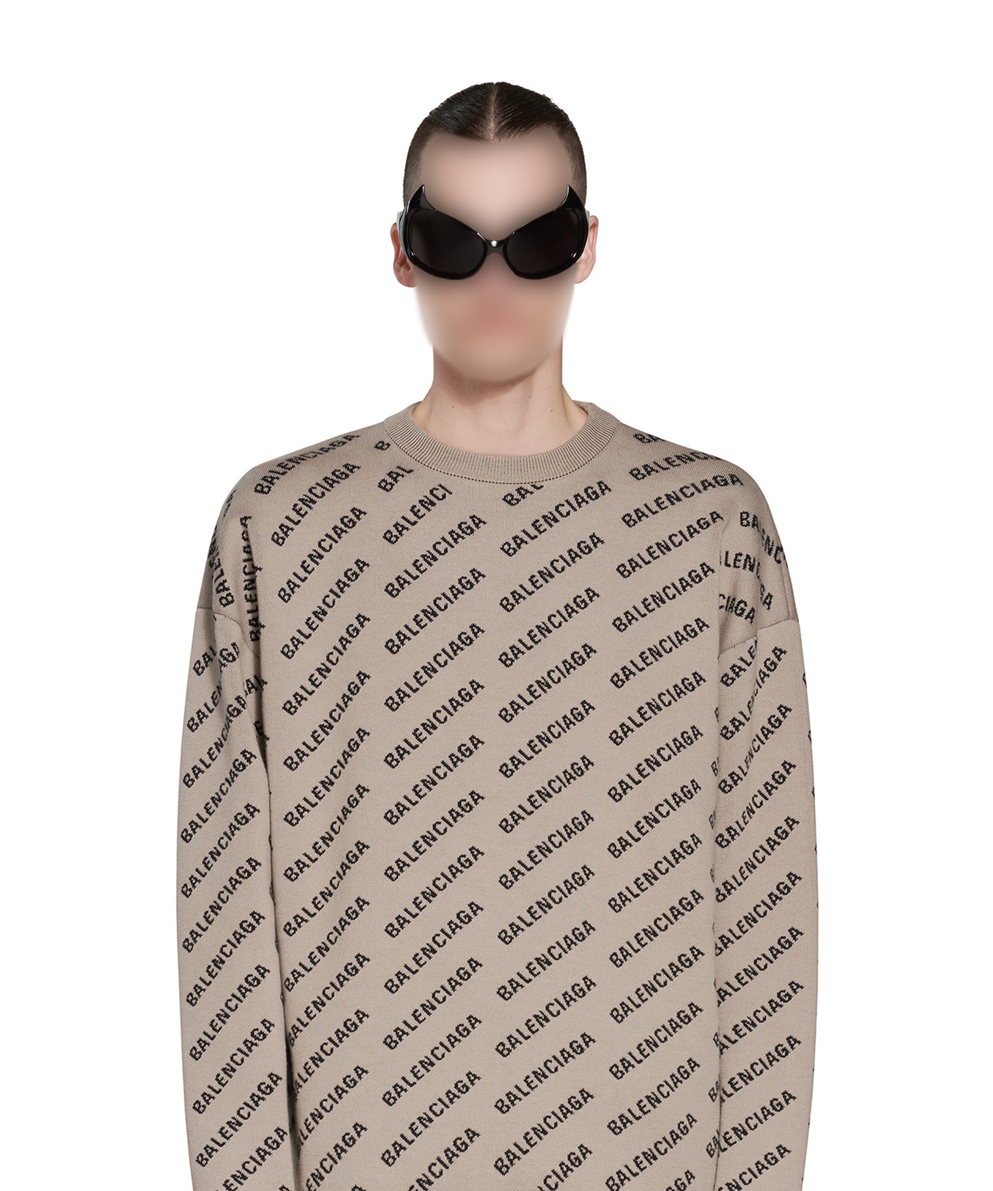 Mini Allover Logo Sweater - Dark Beige & Black
