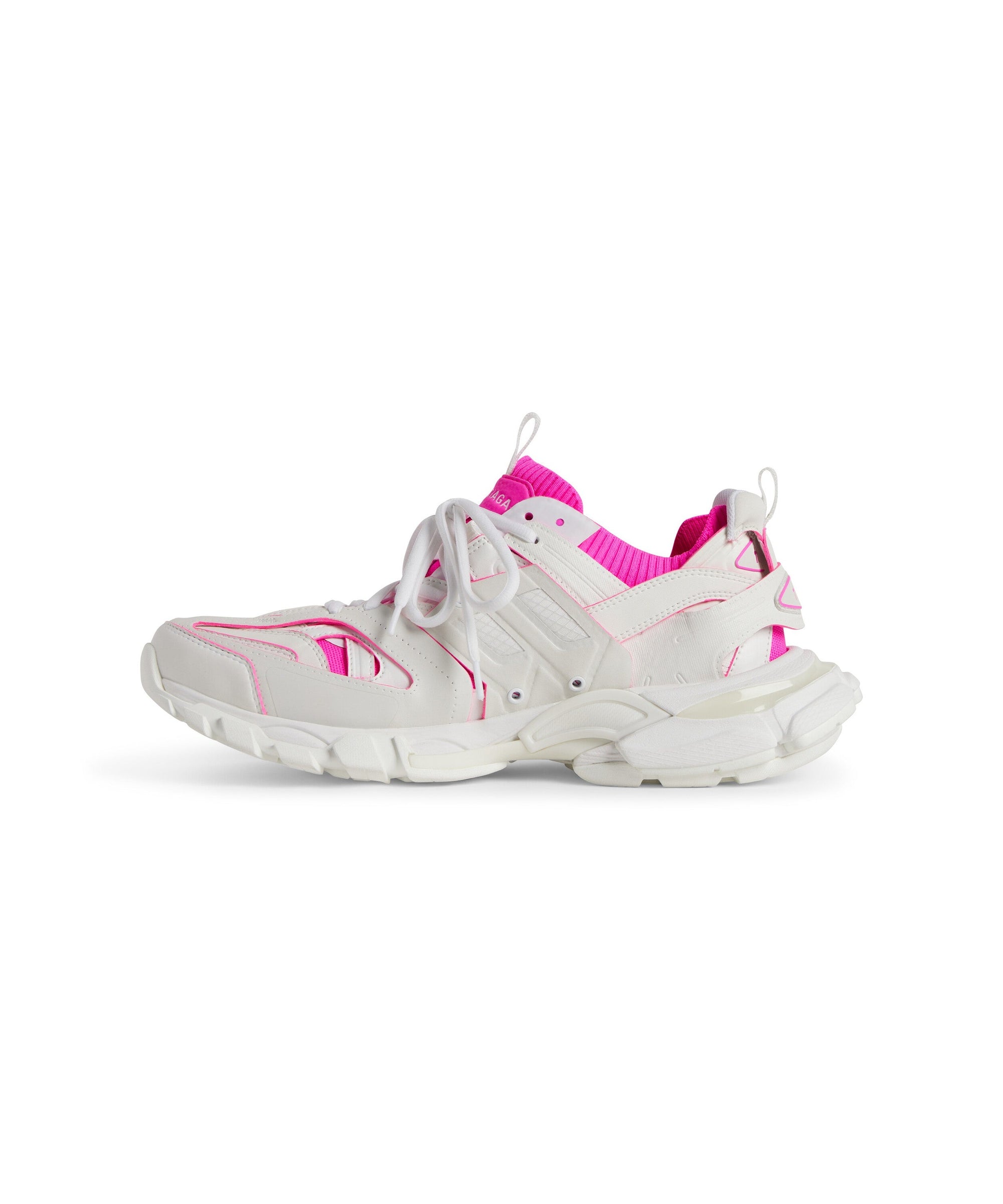 Track Sock Sneakers - White & Fluo Pink