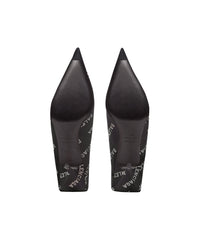 Square Knife Slingback 80 Mules With Rhinestones - Black