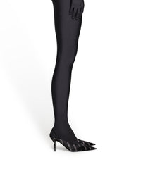 Square Knife Slingback 80 Mules With Rhinestones - Black