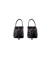 Square Knife Slingback 80 Mules With Rhinestones - Black