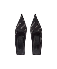 Square Knife Slingback 80 Mules With Rhinestones - Black