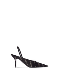 Square Knife Slingback 80 Mules With Rhinestones - Black