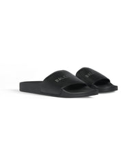 Pool Slide Sandals With Rhinestones - Black