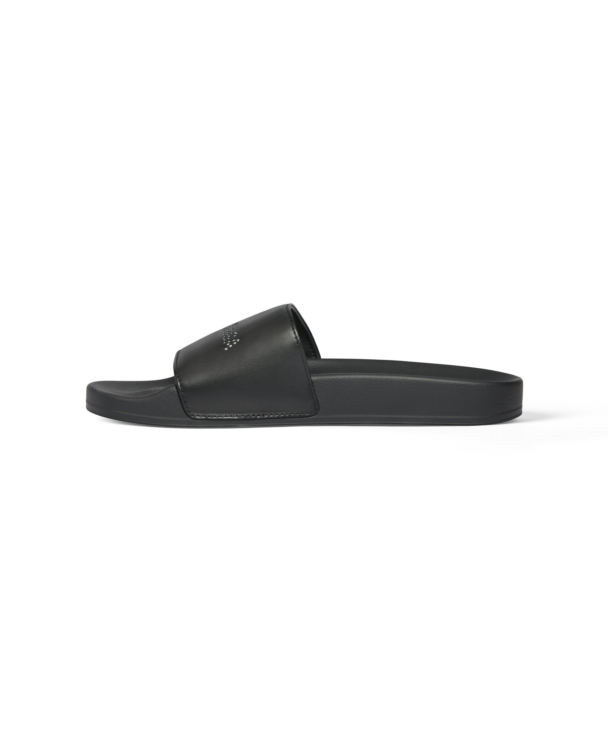Pool Slide Sandals With Rhinestones - Black