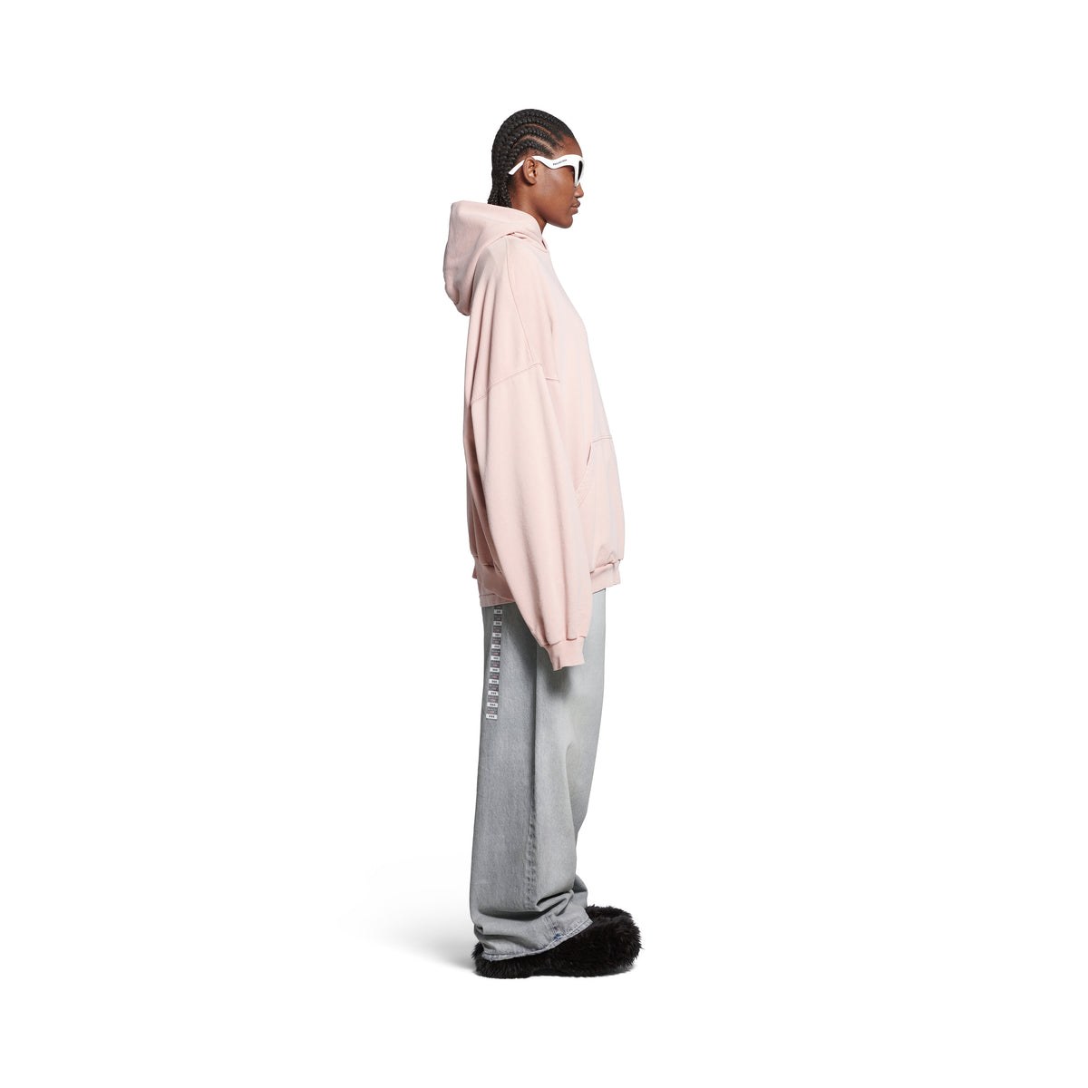Political Campaign Hoodie Oversized - Light Pink & White