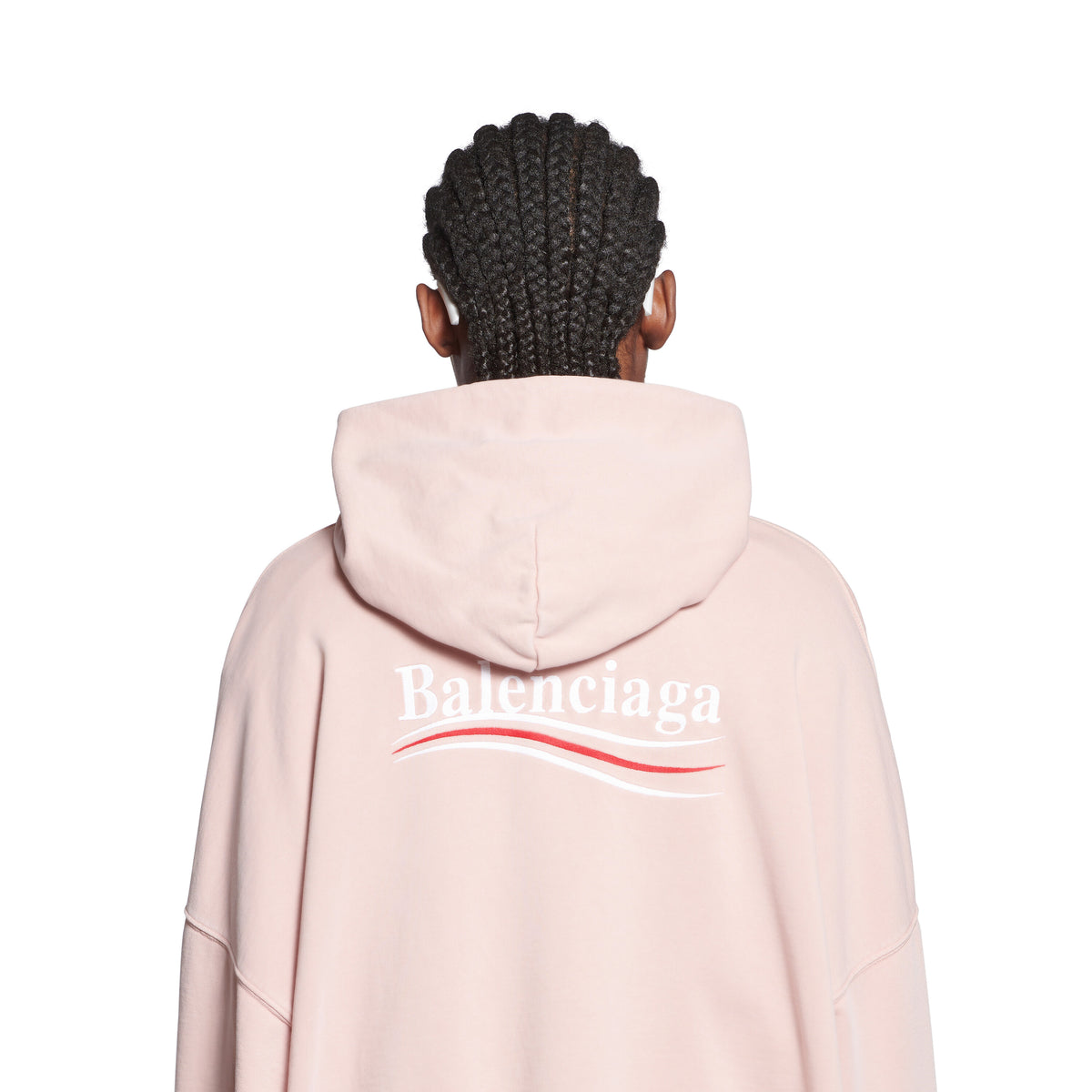 Political Campaign Hoodie Oversized - Light Pink & White