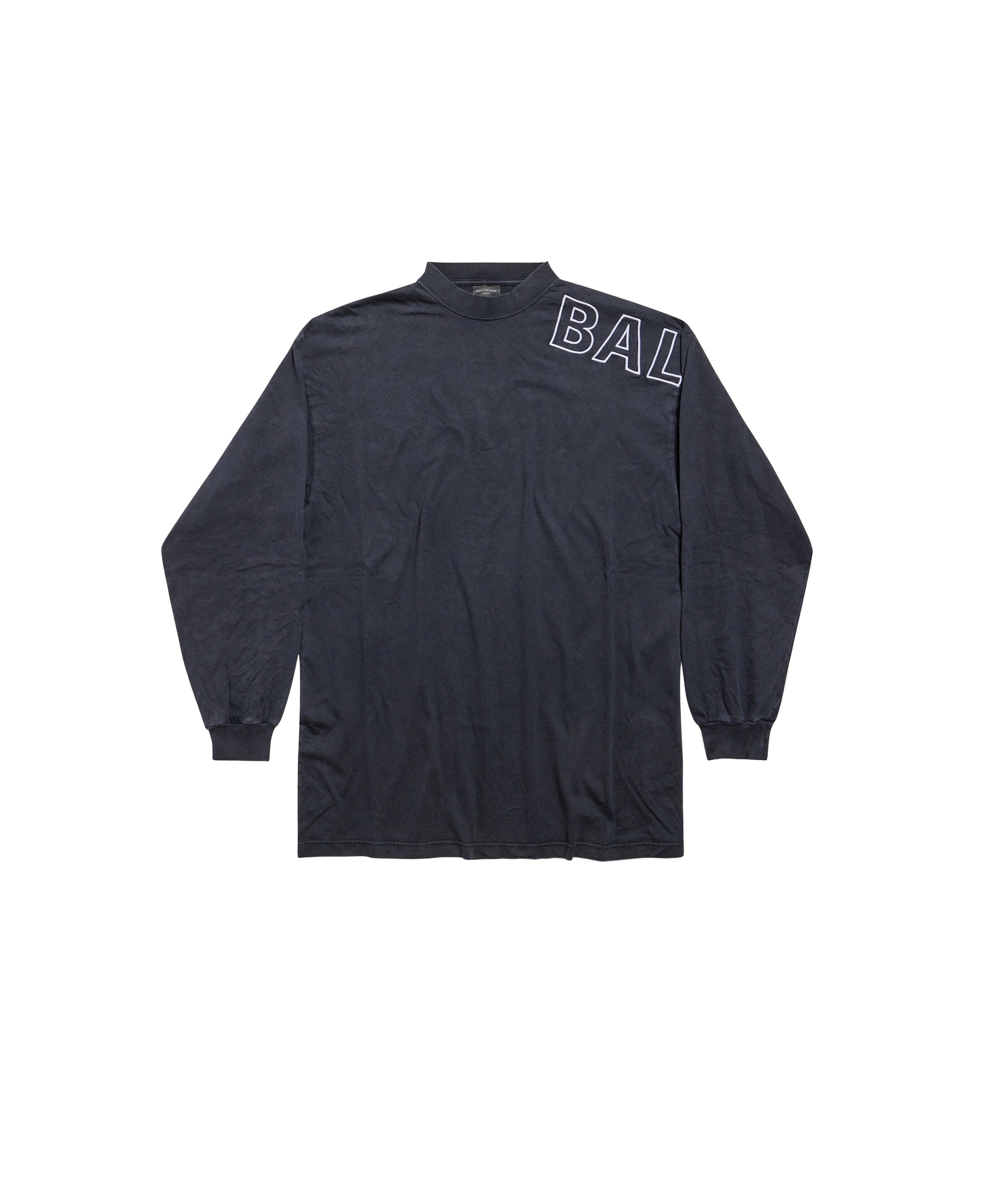 Outline Long Sleeve T-Shirt Oversized - Washed Black & White