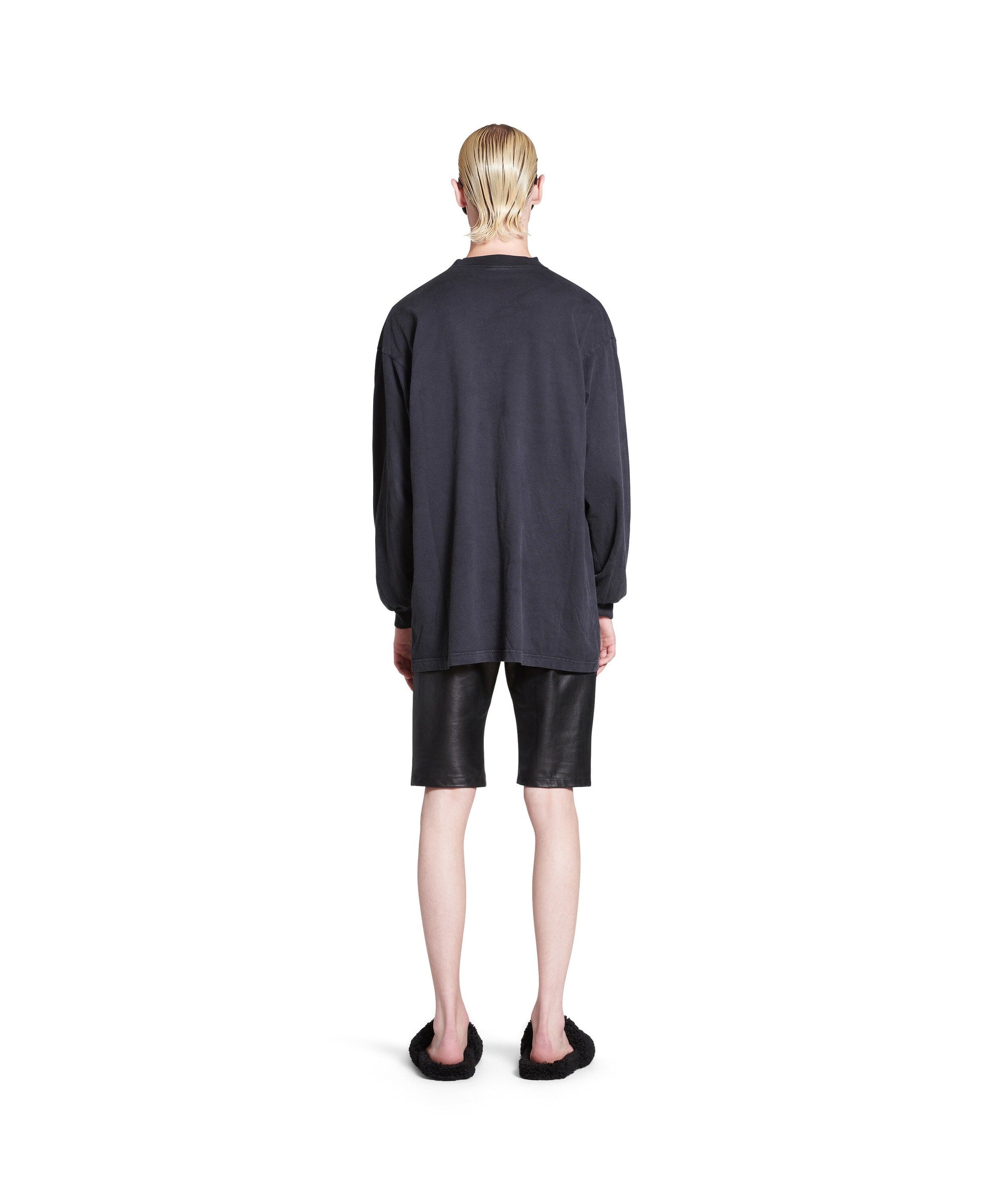 Outline Long Sleeve T-Shirt Oversized - Washed Black & White