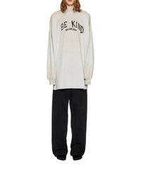 Be Kind Long Sleeves Oversized T-Shirt - Heather Grey & Black