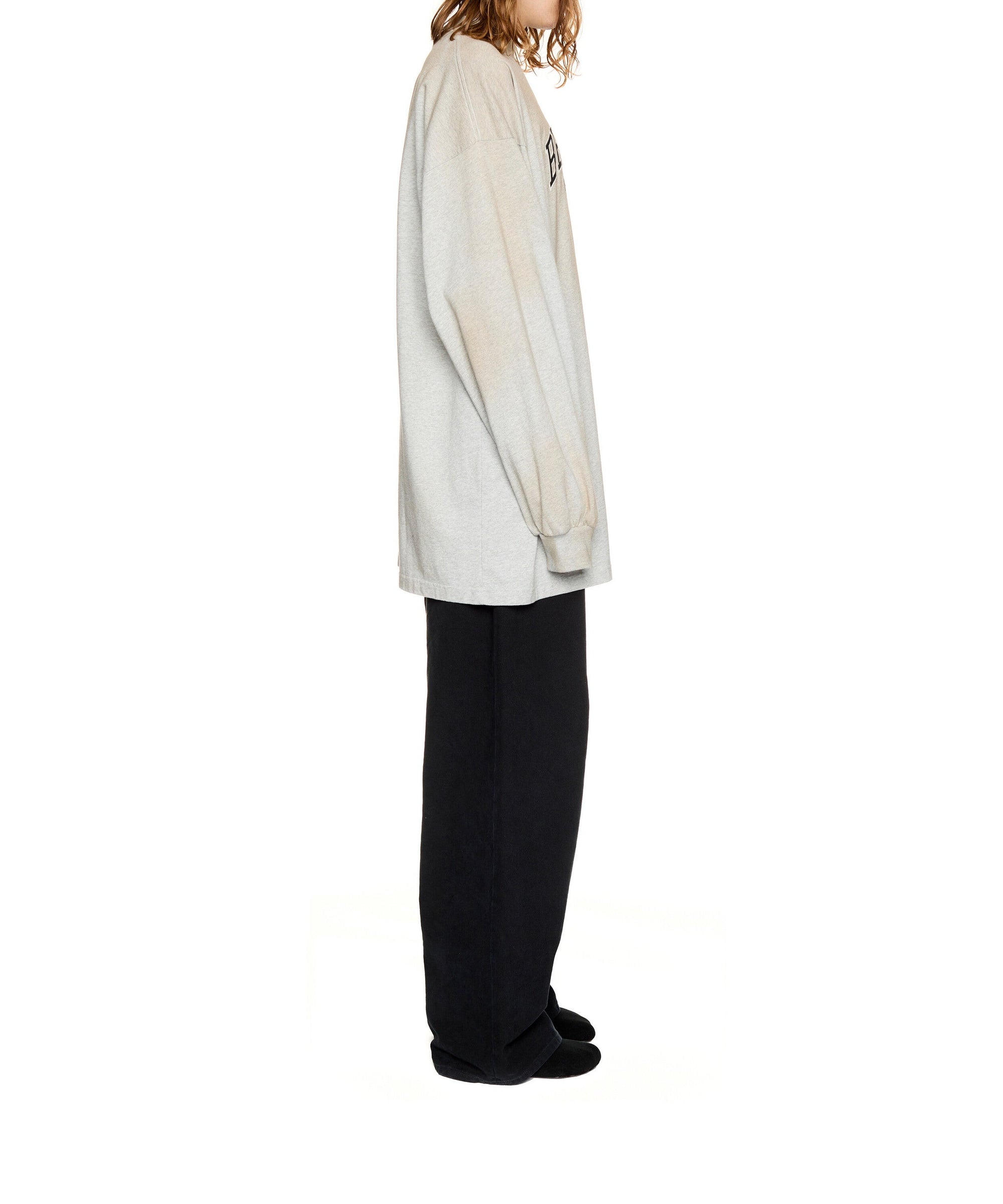 Be Kind Long Sleeves Oversized T-Shirt - Heather Grey & Black