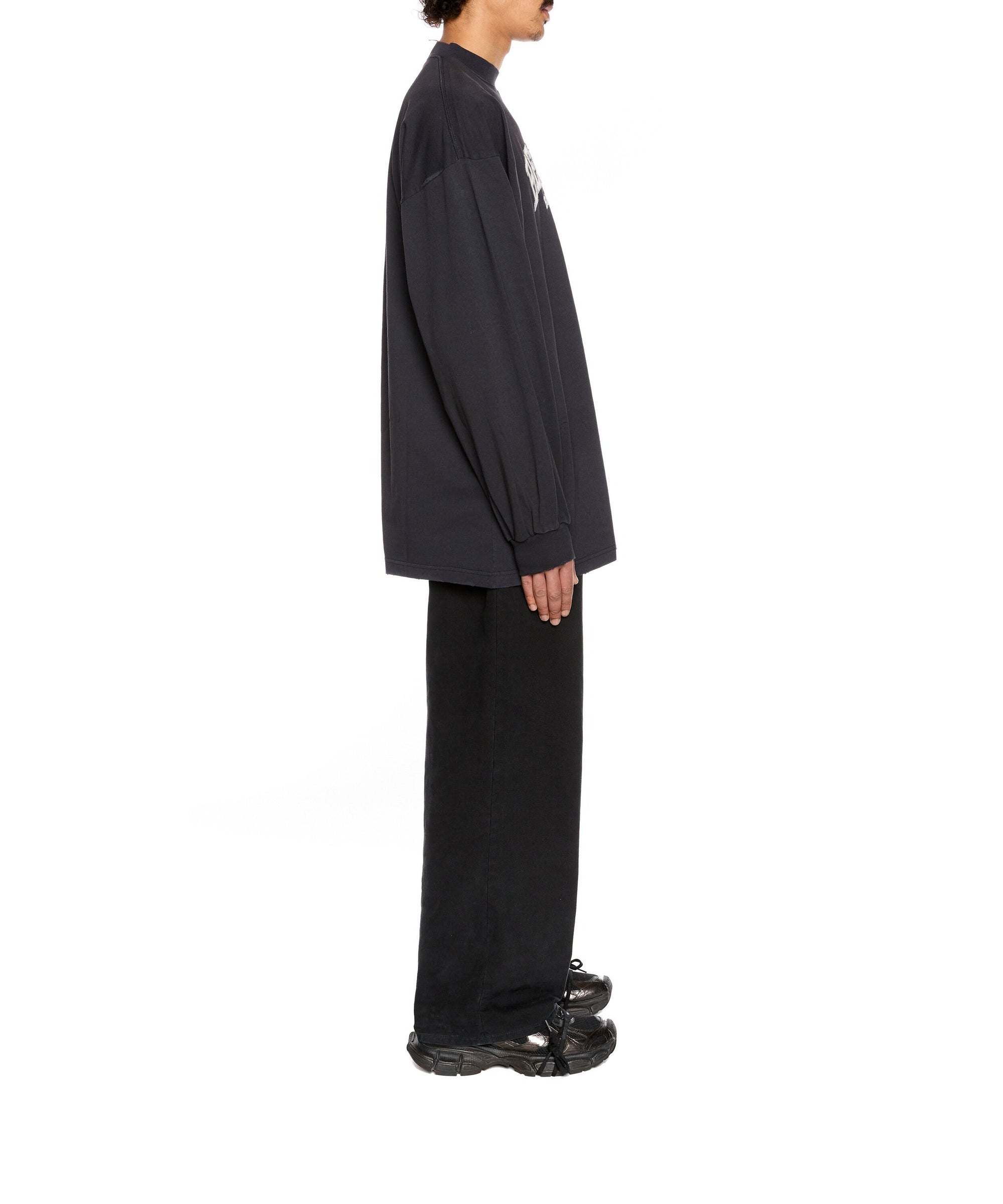 Be Kind Long Sleeves Oversized T-Shirt - Faded Black & White