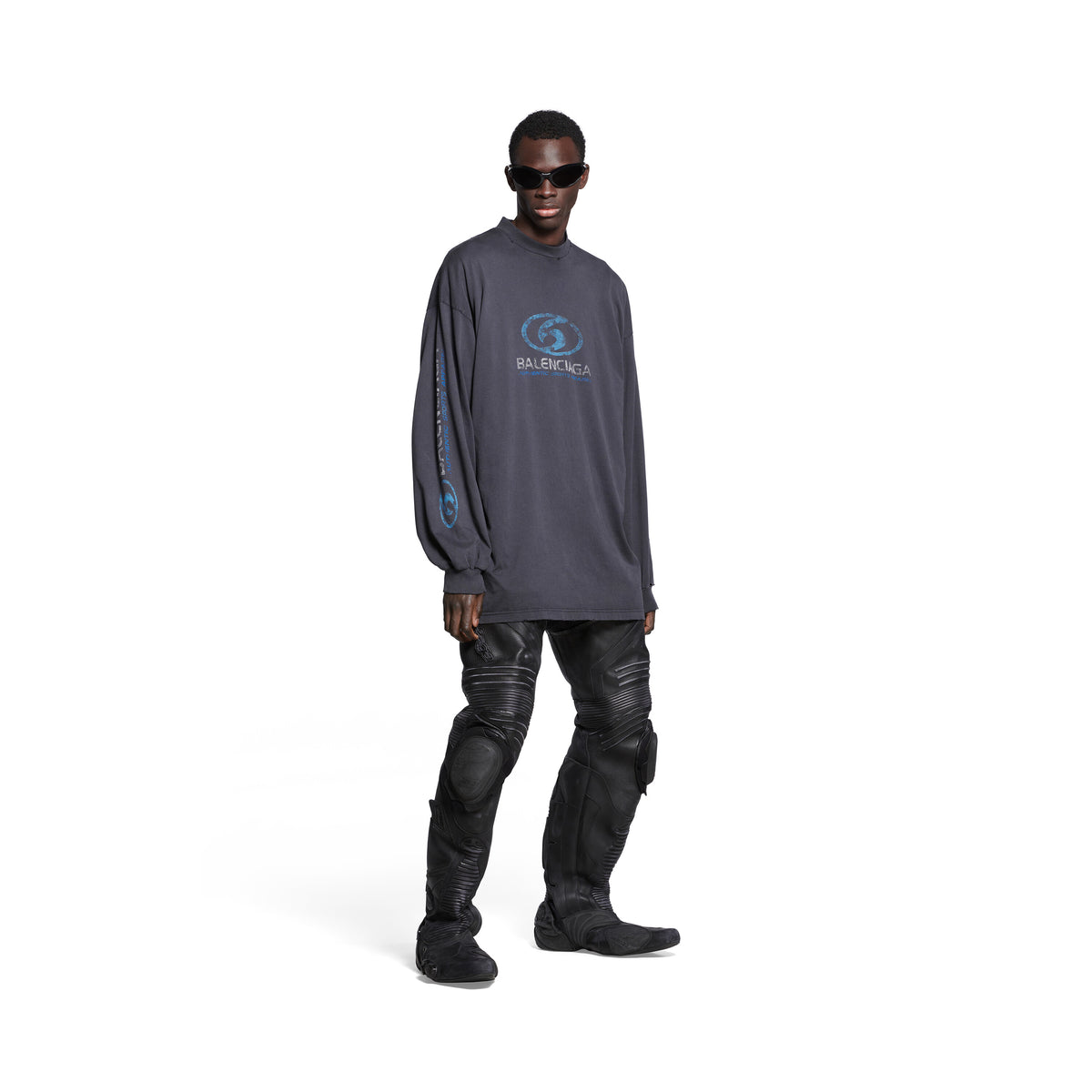 Surfer Long Sleeve T-Shirt Oversized - Black & Blue