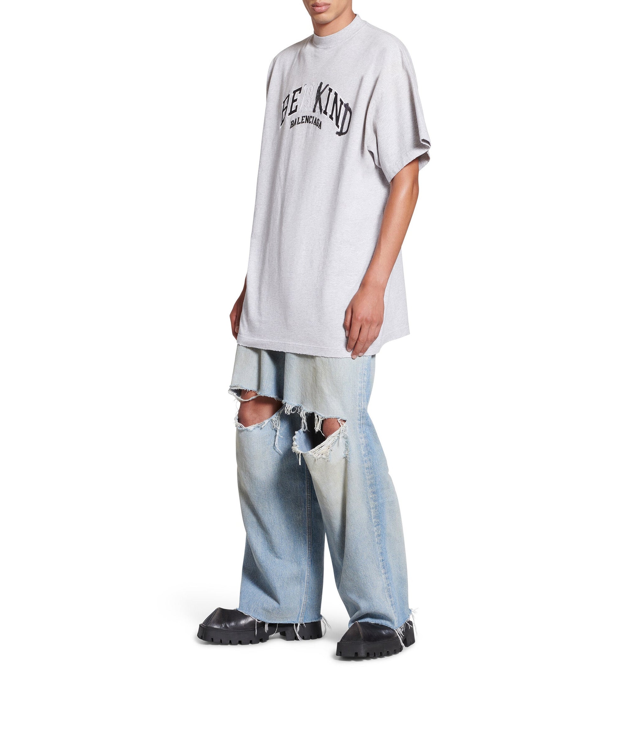 Be Kind T-Shirt Oversized - Heather Grey & Black