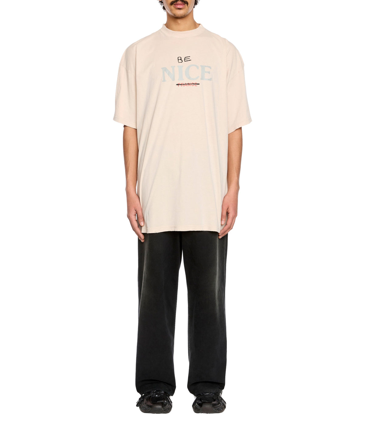 Be Nice Oversized T-Shirt - Light Beige
