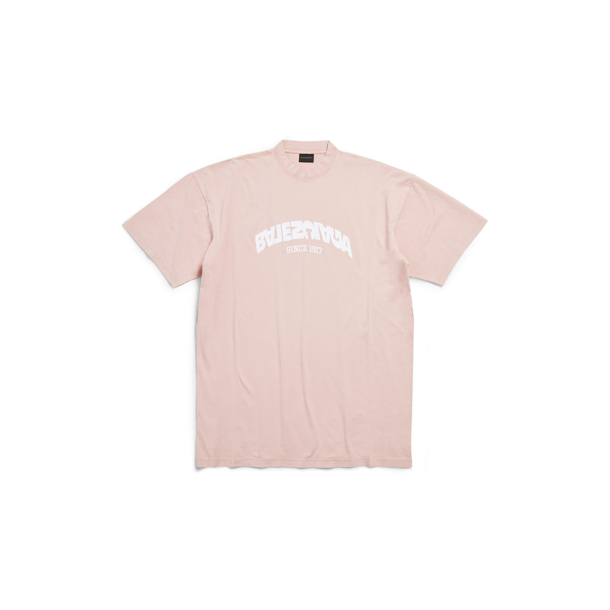 Back Flip T-Shirt Dress - Light Pink & White
