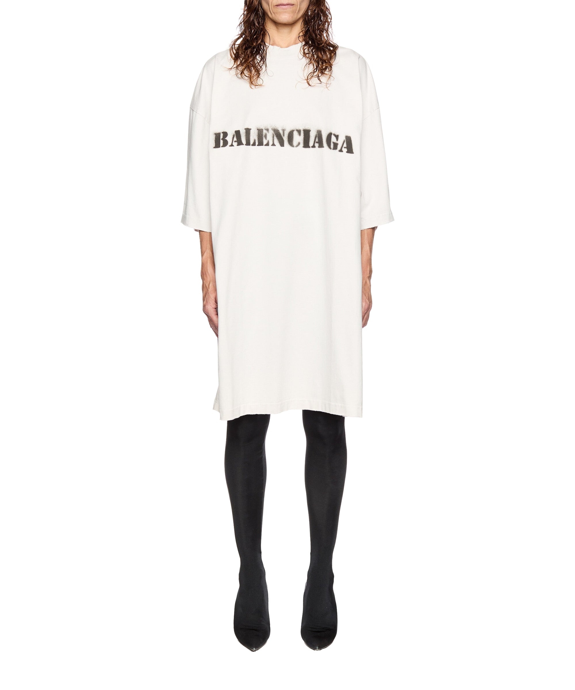 T-Shirt Dress - Off White & Black