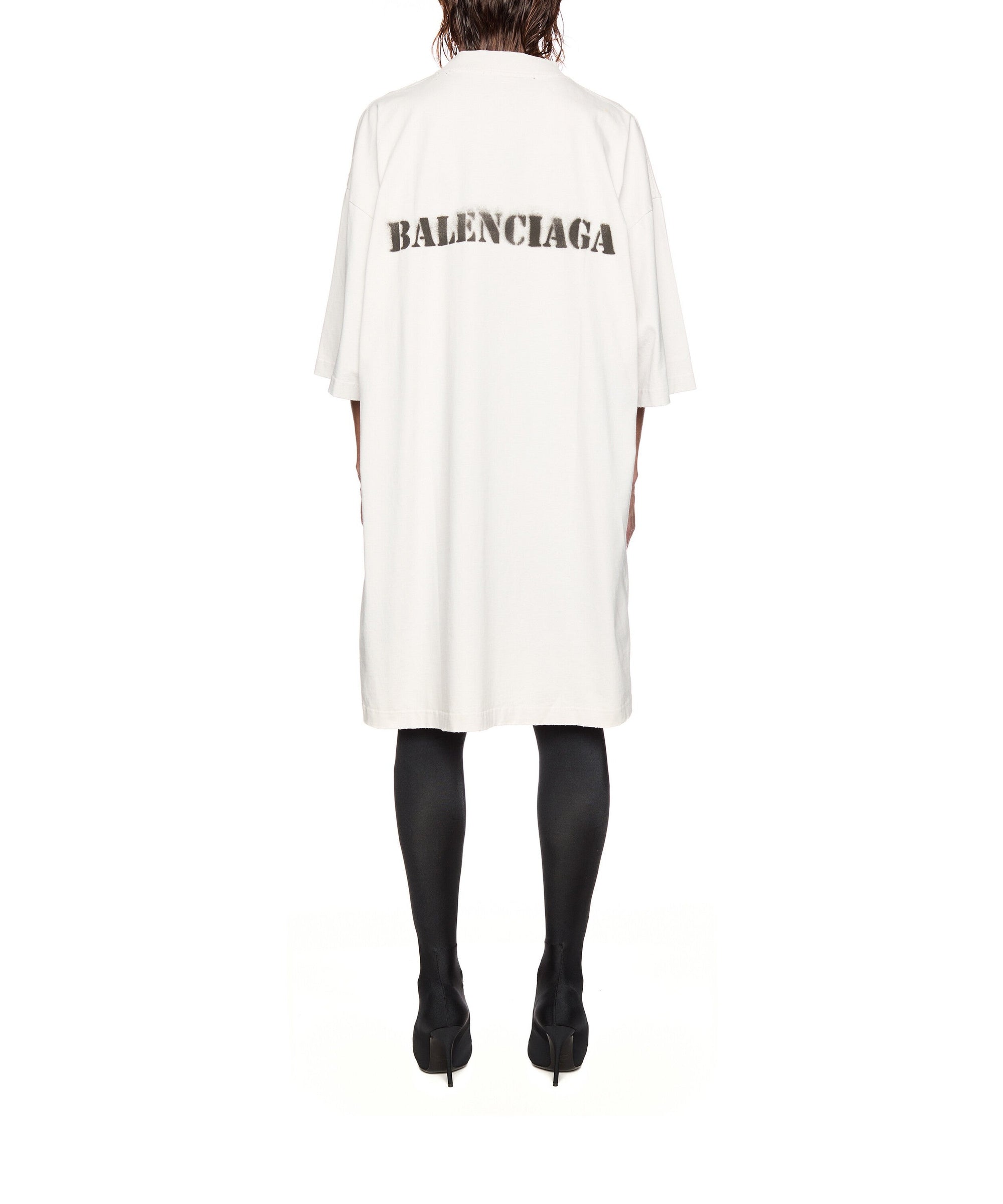 T-Shirt Dress - Off White & Black