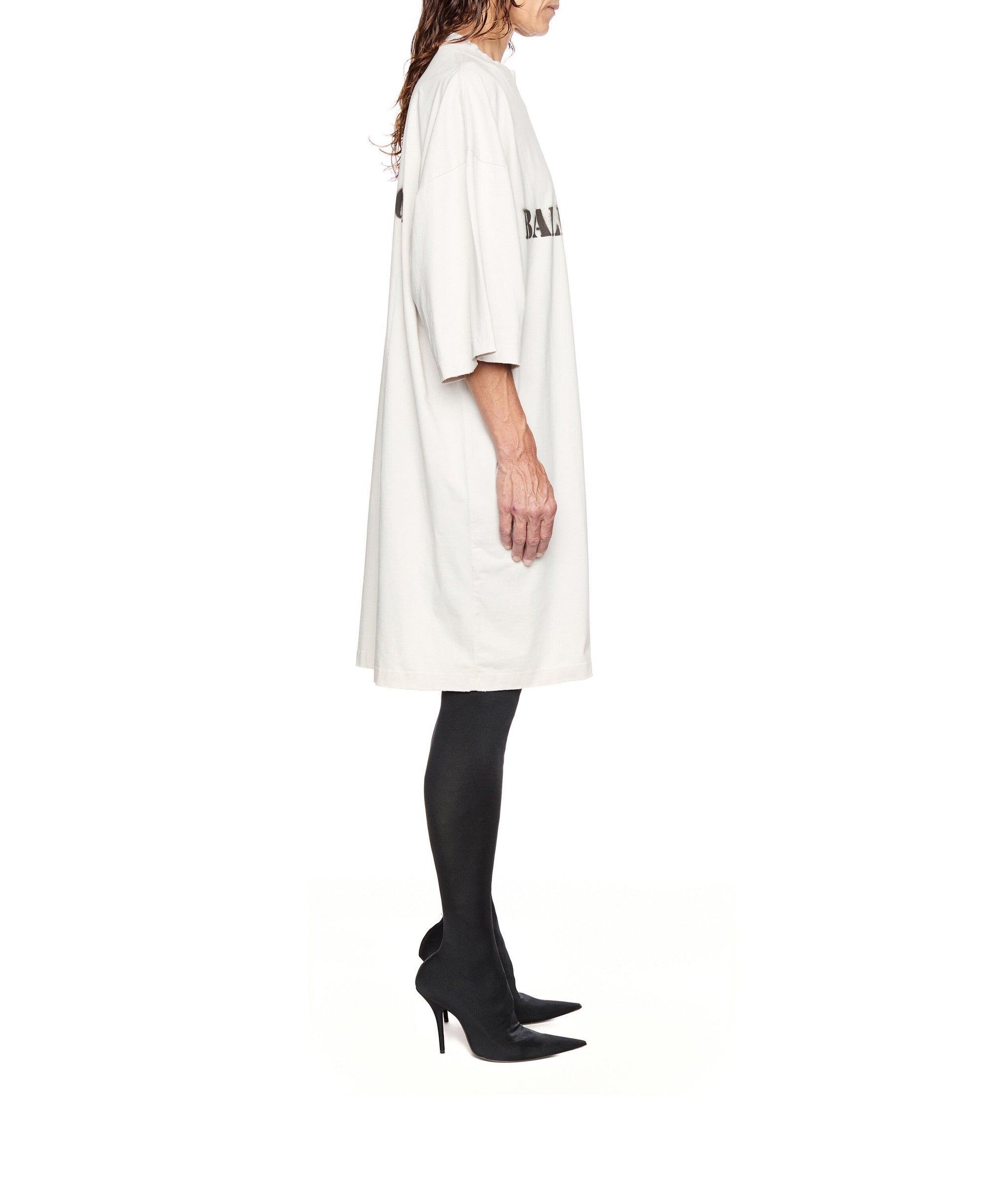 T-Shirt Dress - Off White & Black