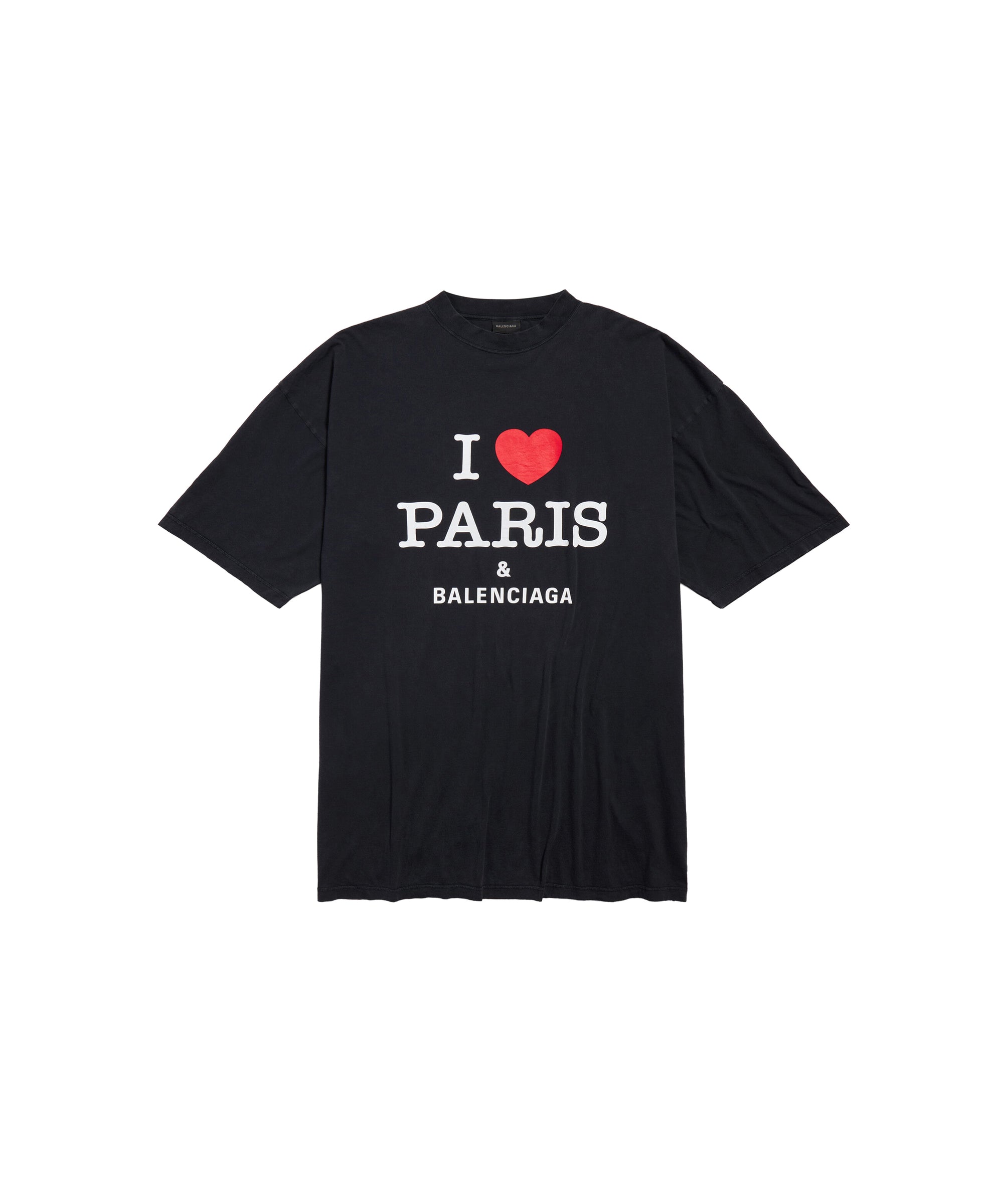 I Love Paris & Balenciaga T-Shirt Dress - Faded Washed Black