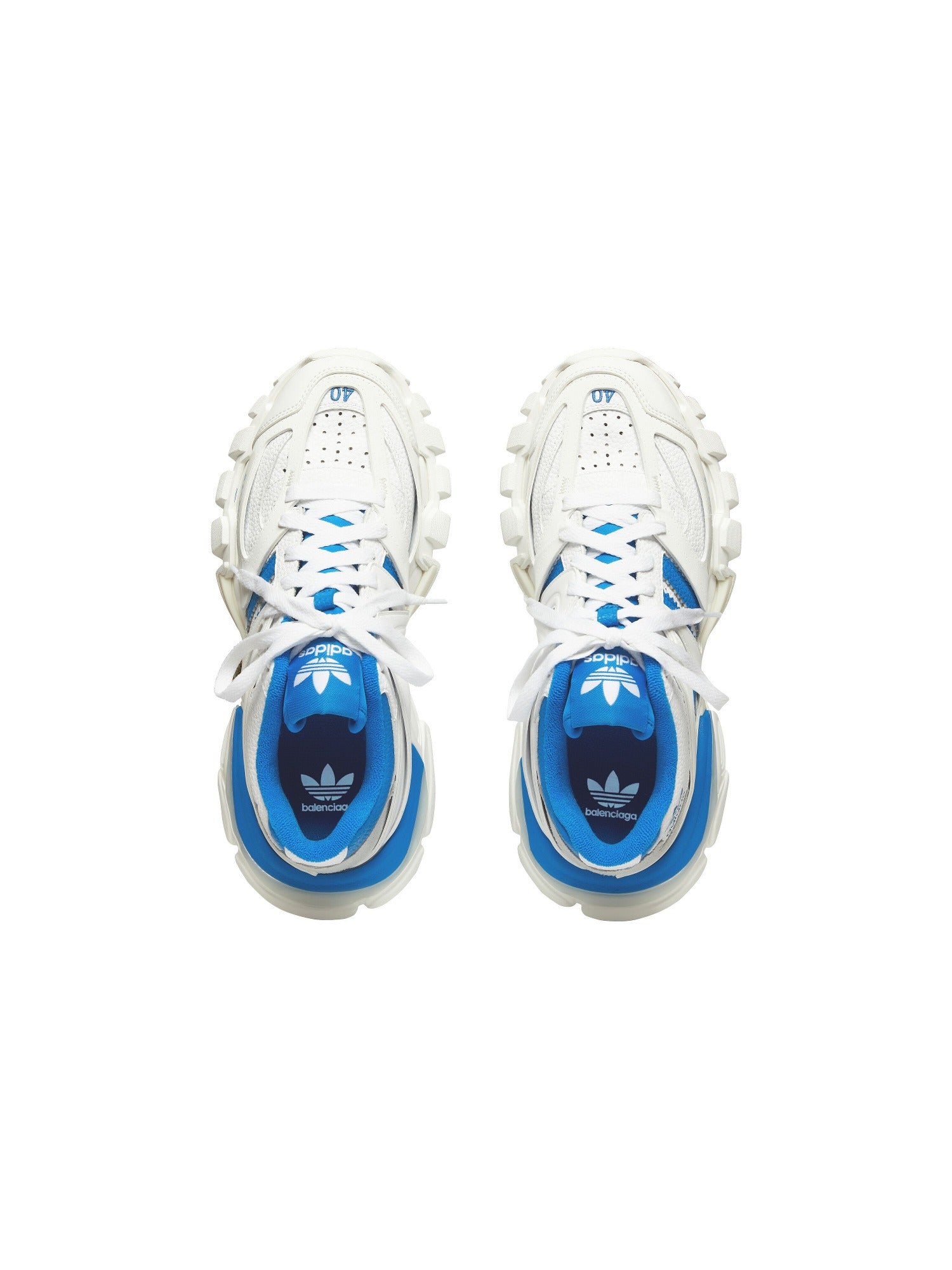 Balenciaga x Adidas Track Forum Low Top white & blue Sneakers - White & Blue