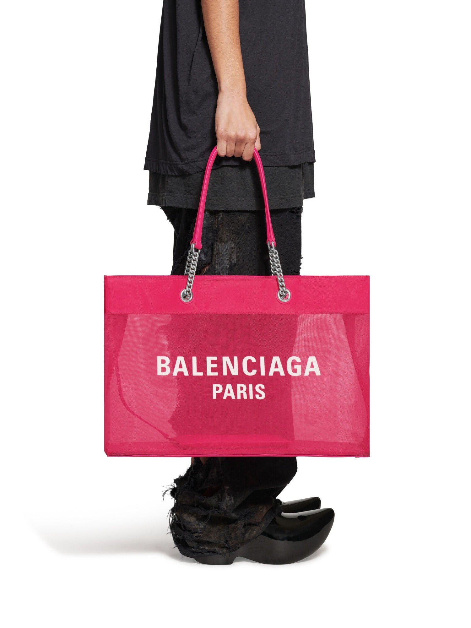 Duty Free fuchsia & white Large Tote Bag - Fuchsia & White