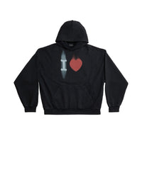 I Love Hoodie - Washed Black & White
