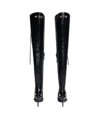 Cagole Over-The-Knee 90 Boots - Black & Aged Nikel