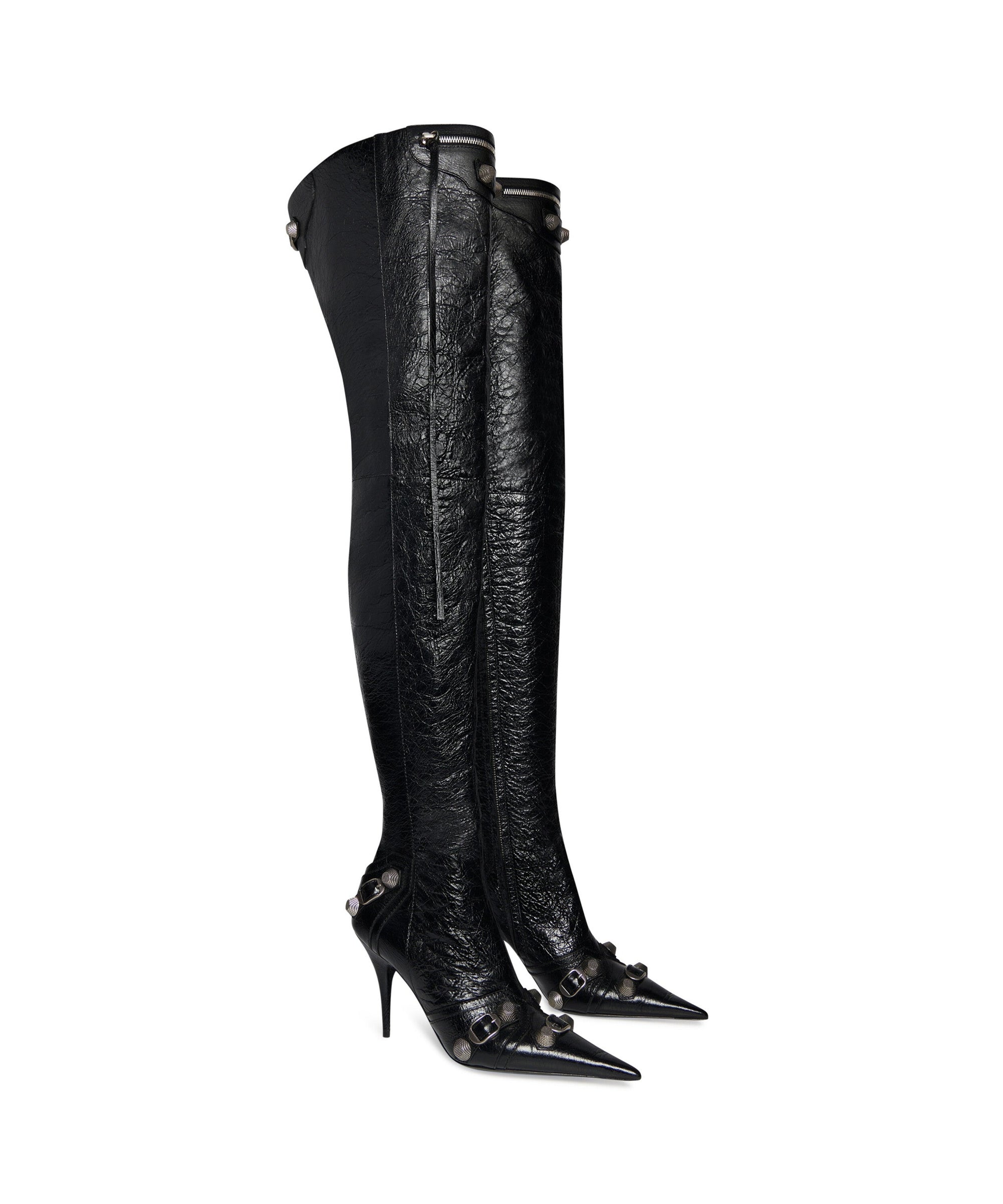 Cagole Over-The-Knee 90 Boots - Black & Aged Nikel