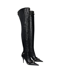Cagole Over-The-Knee 90 Boots - Black & Aged Nikel