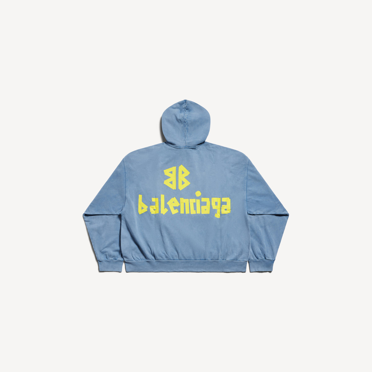 Tape Type Ripped Pocket Hoodie - Faded Blue
