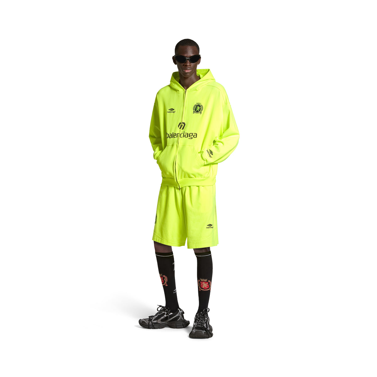 Dubai Soccer Zip-Up Hoodie - Fluo Yellow & Black