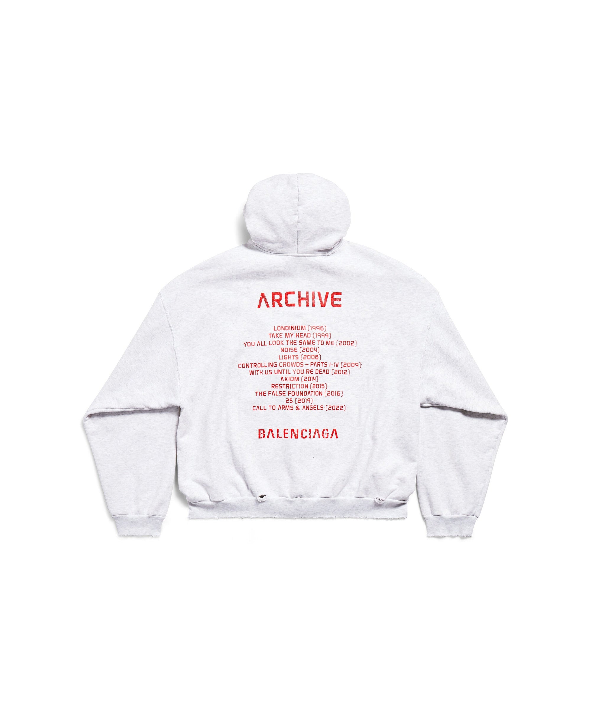Balenciaga Music x Archives Series Connected Zip-Up Hoodie - Grey & Red