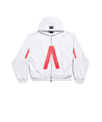 Balenciaga Music x Archives Series Connected Zip-Up Hoodie - Grey & Red