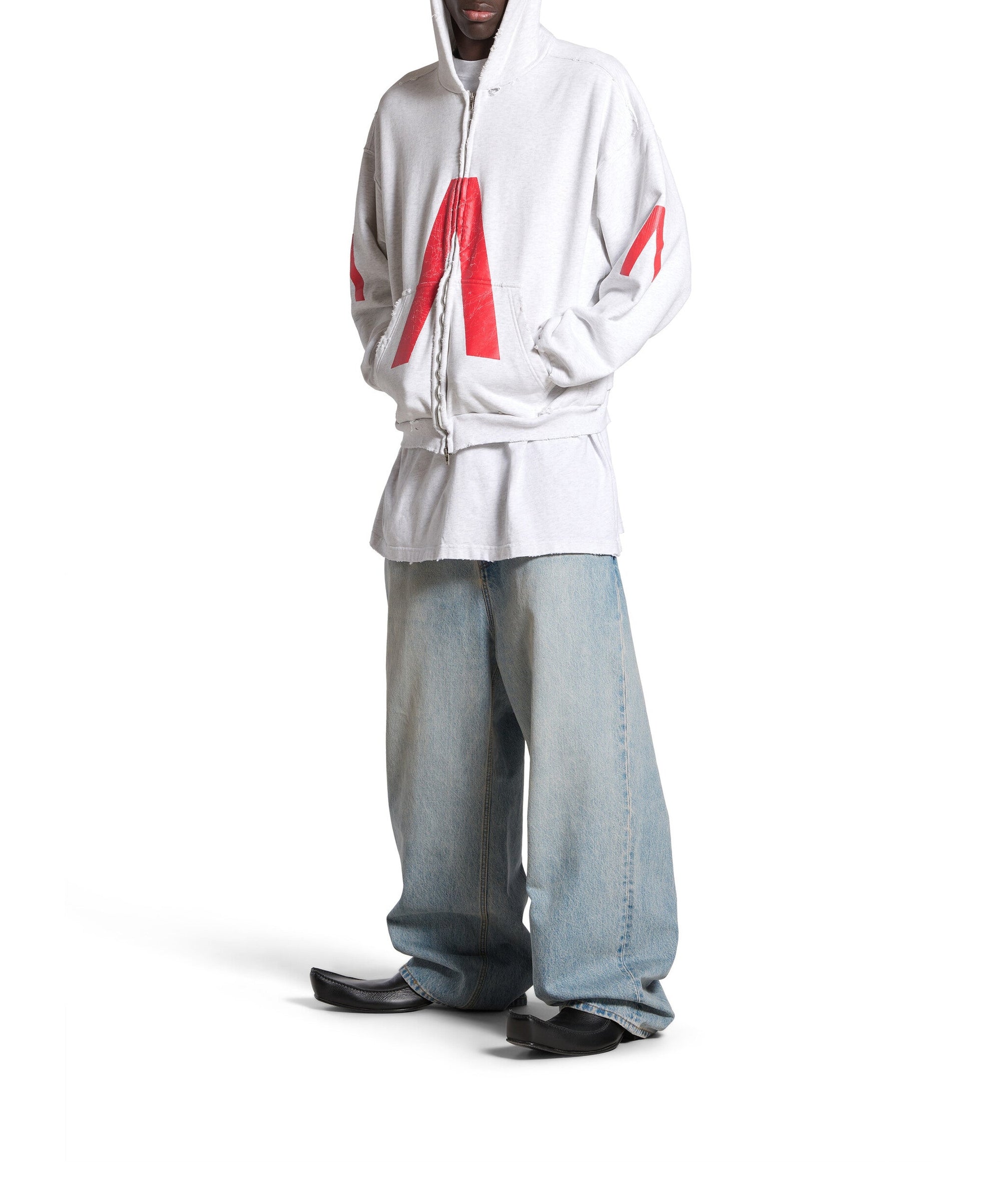 Balenciaga Music x Archives Series Connected Zip-Up Hoodie - Grey & Red