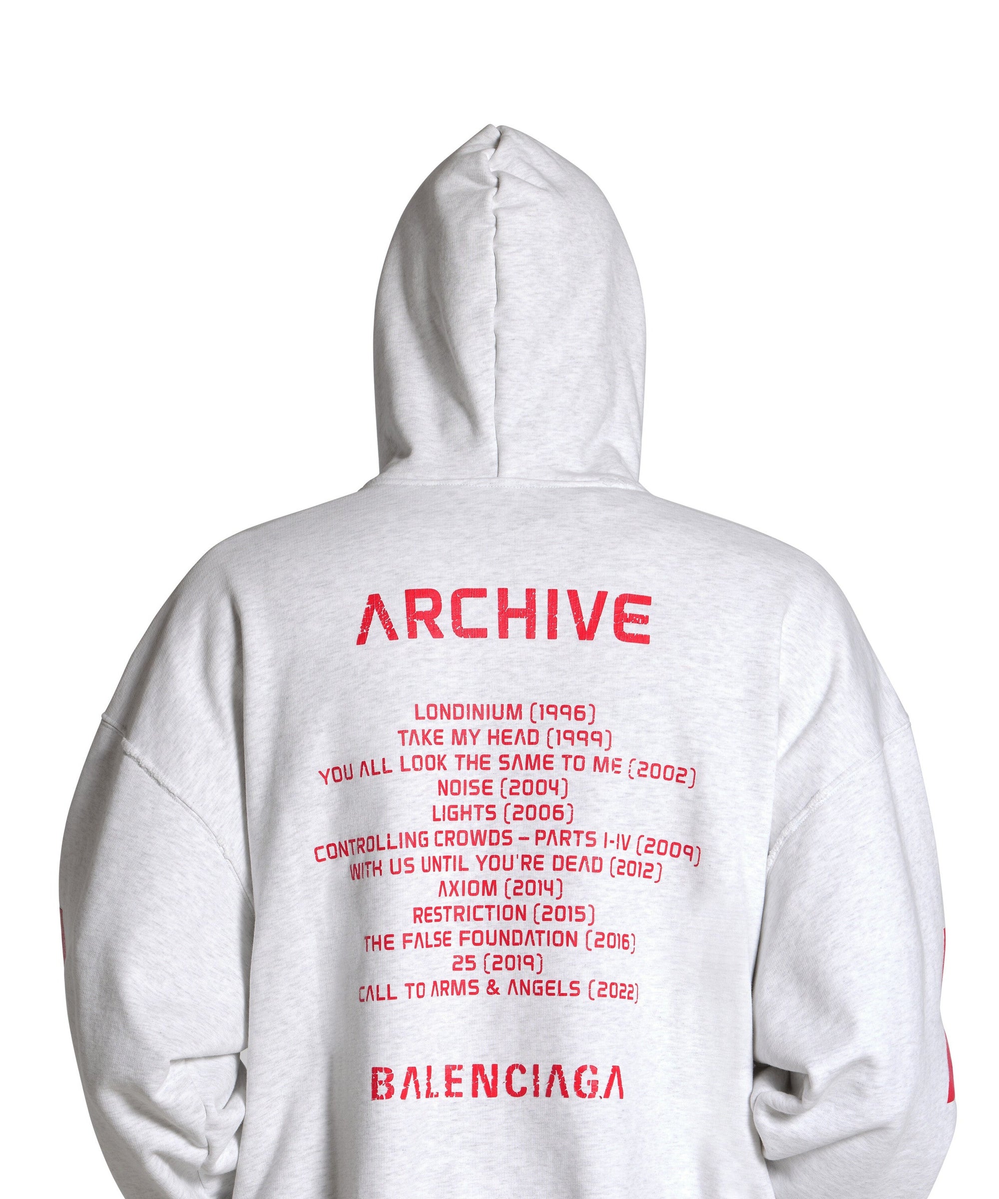 Balenciaga Music x Archives Series Connected Zip-Up Hoodie - Grey & Red