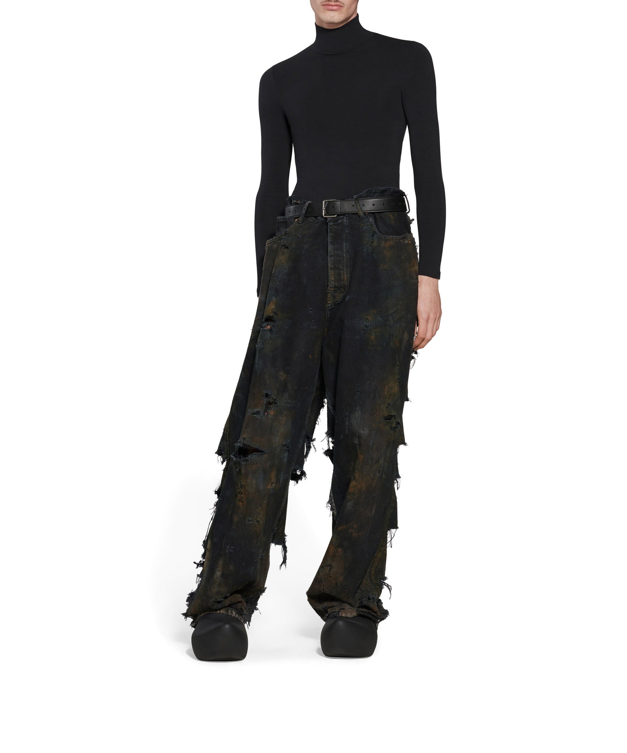 Super Destroyed Baggy Pants - Flat Black