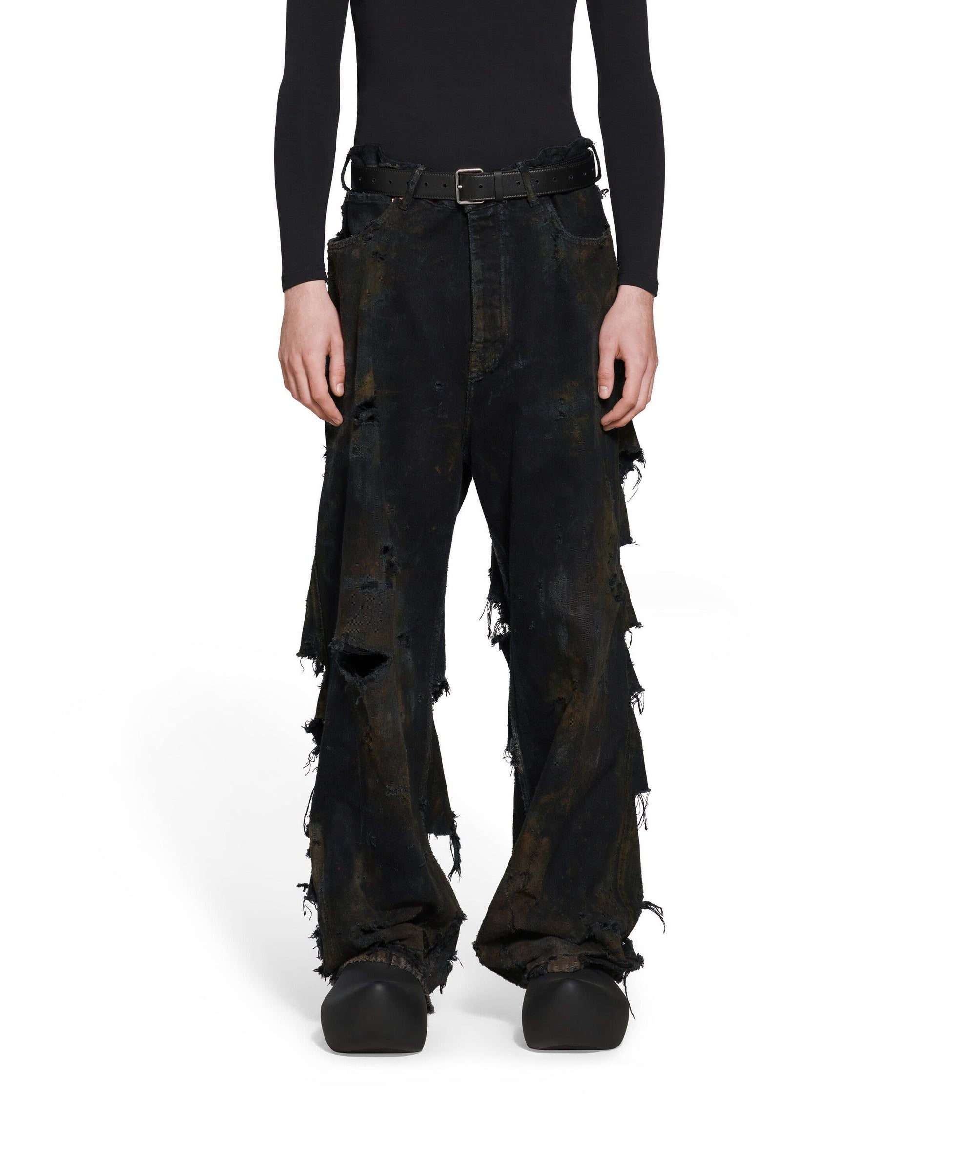 Super Destroyed Baggy Pants - Flat Black