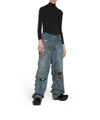 Super Destroyed Baggy Pants - Pale Blue