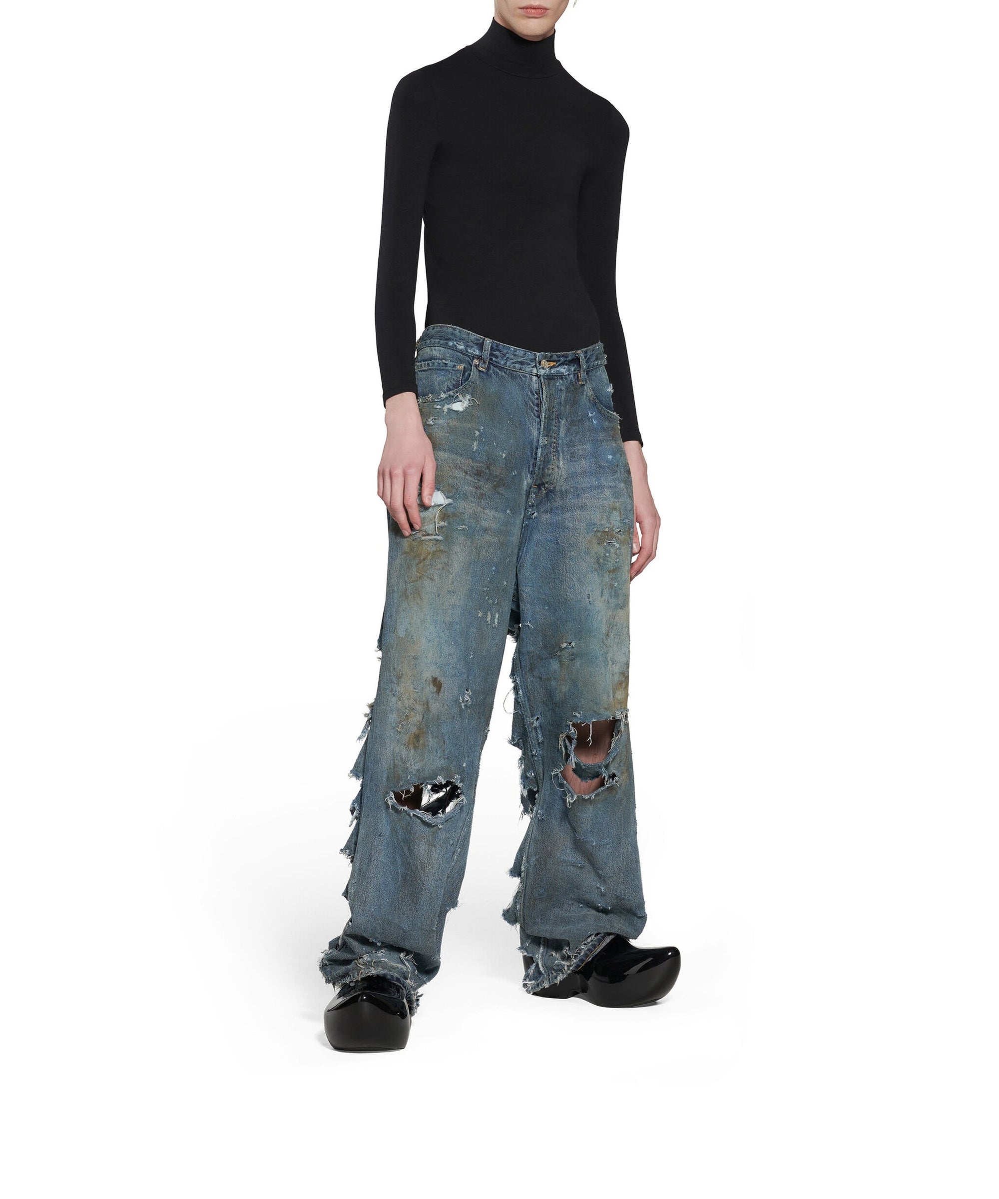 Super Destroyed Baggy Pants - Pale Blue