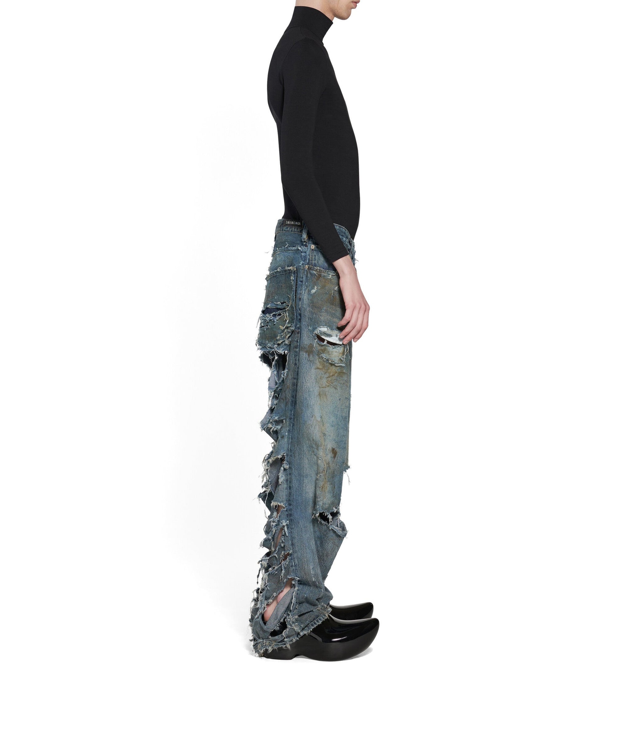 Super Destroyed Baggy Pants - Pale Blue