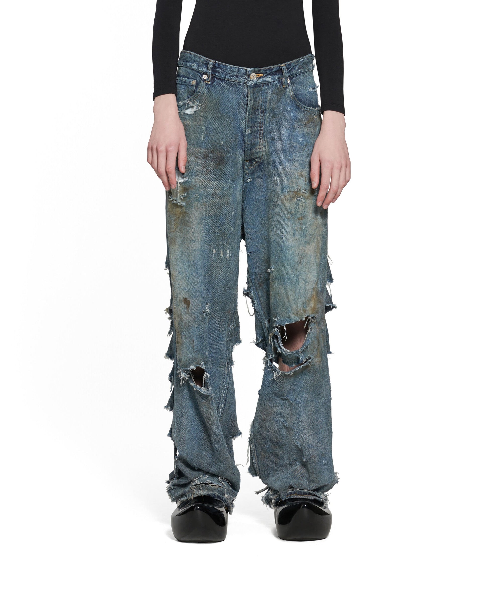 Super Destroyed Baggy Pants - Pale Blue