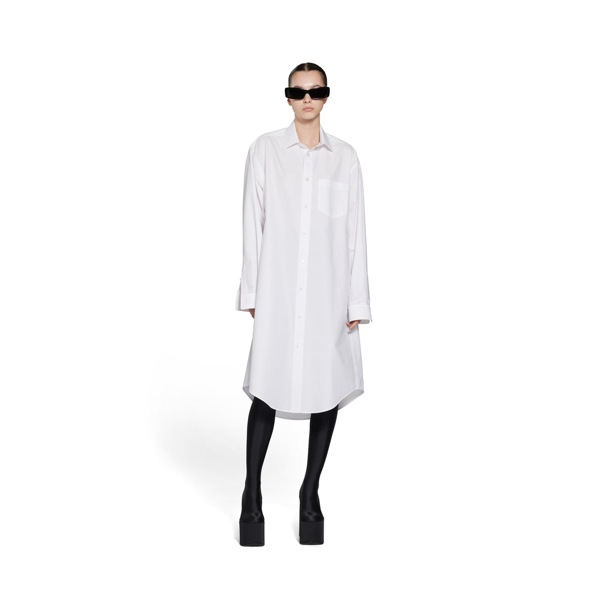 Hourglass Shirt Dress - White